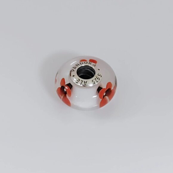 Pandora Red Poppy Murano Glass Charm Bead S925 ALE with box - Picture 2 of 5
